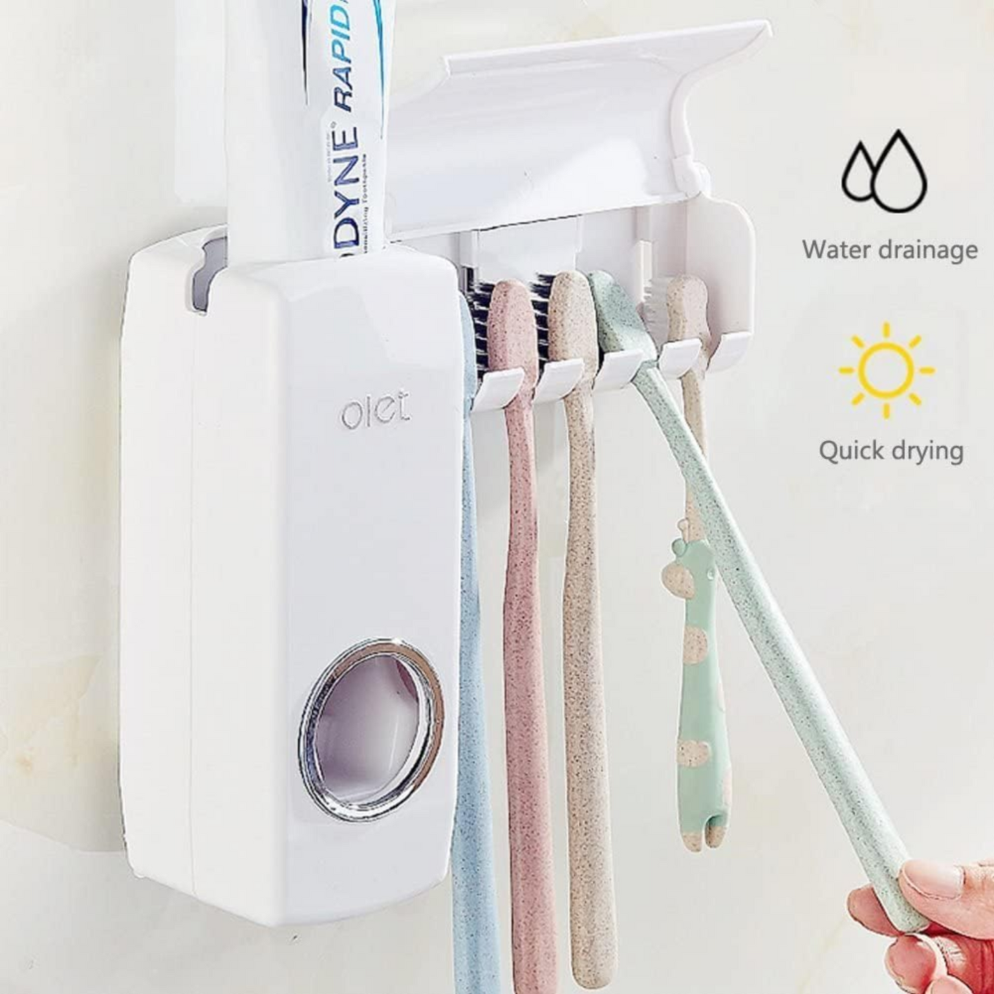 DIspensador de pasta dental con soporte para cepillos