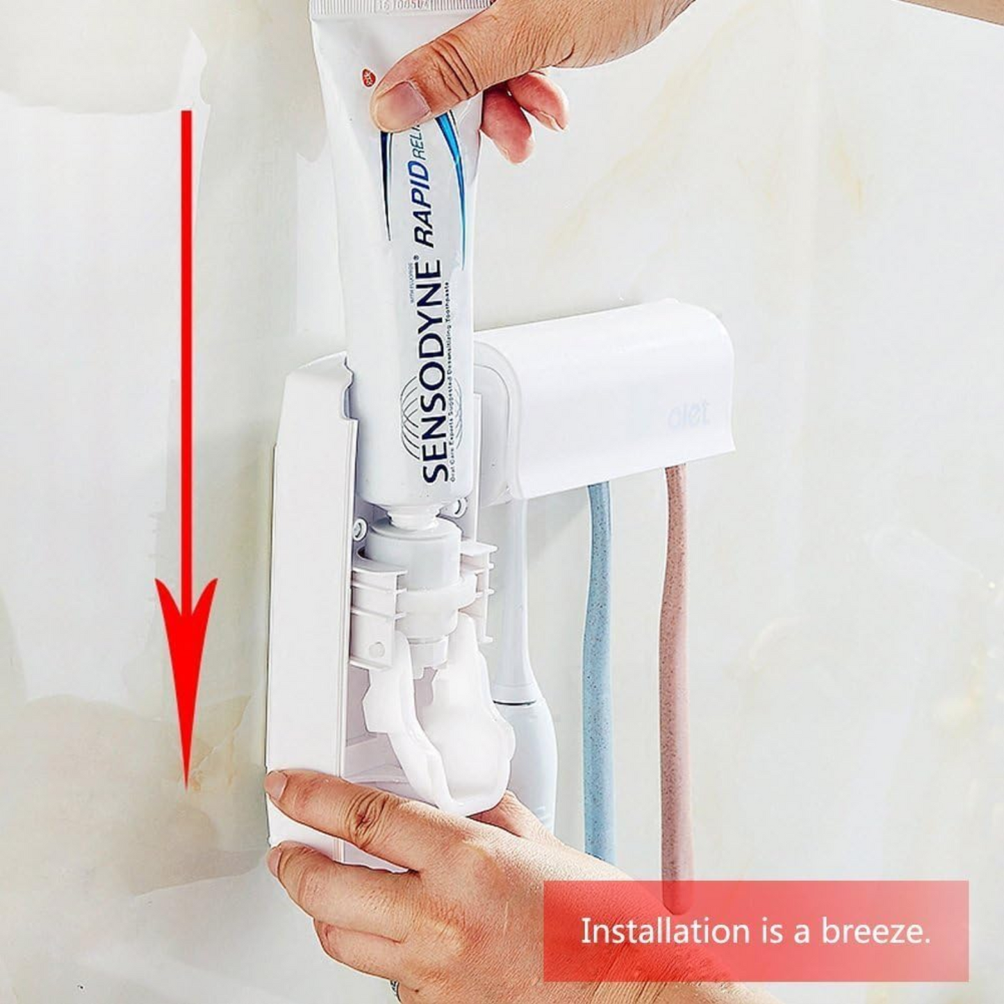 DIspensador de pasta dental con soporte para cepillos