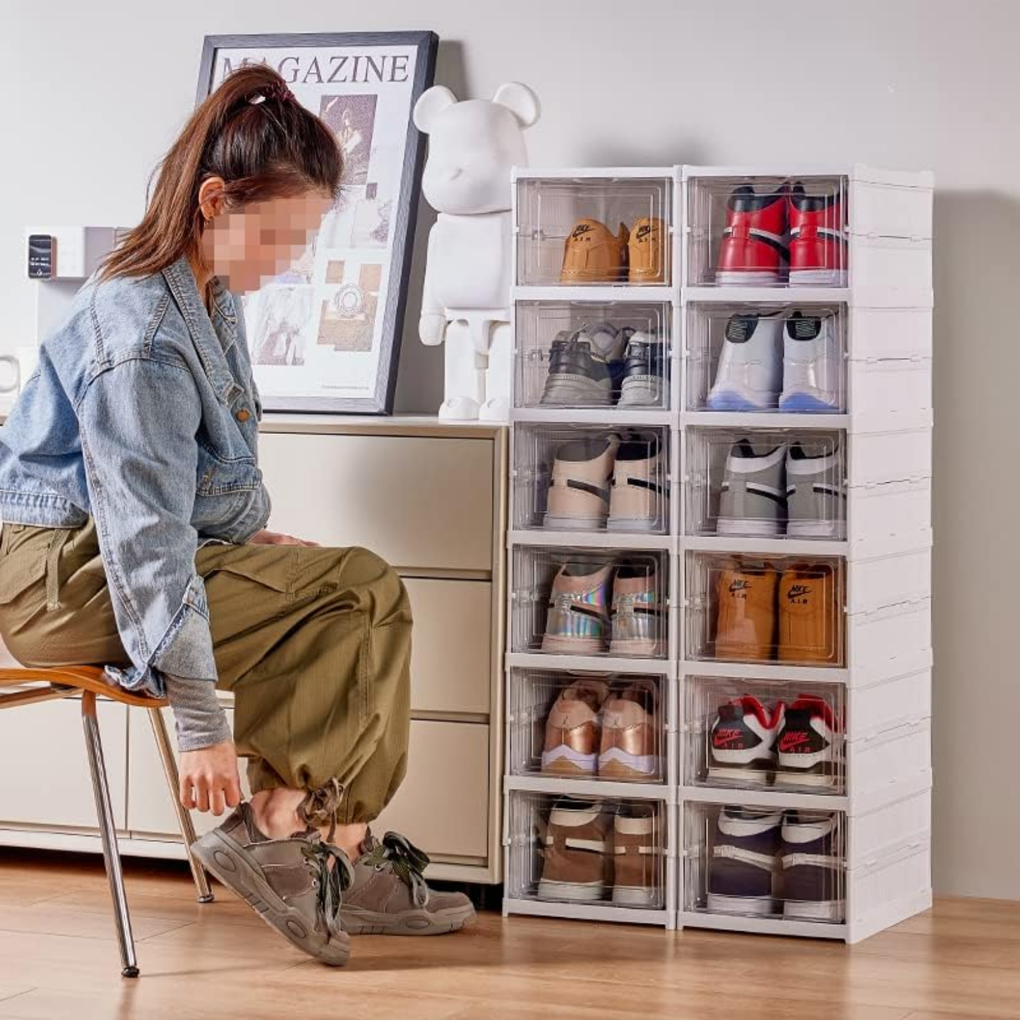 ORGANIZADOR DE ZAPATOS CON TAPAS Y PUERTAS 6 NIVELES