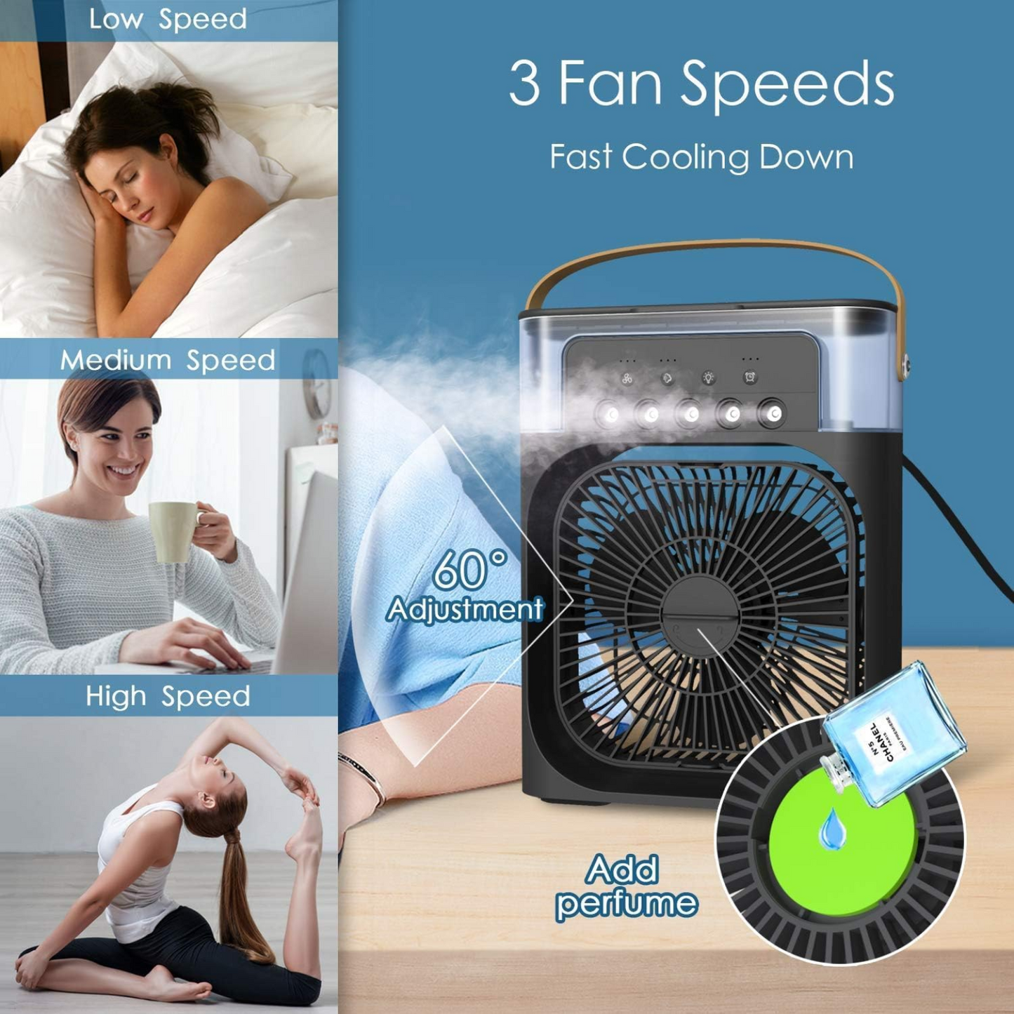 MINI VENTILADOR DE AIRE CON HUMIFICADOR