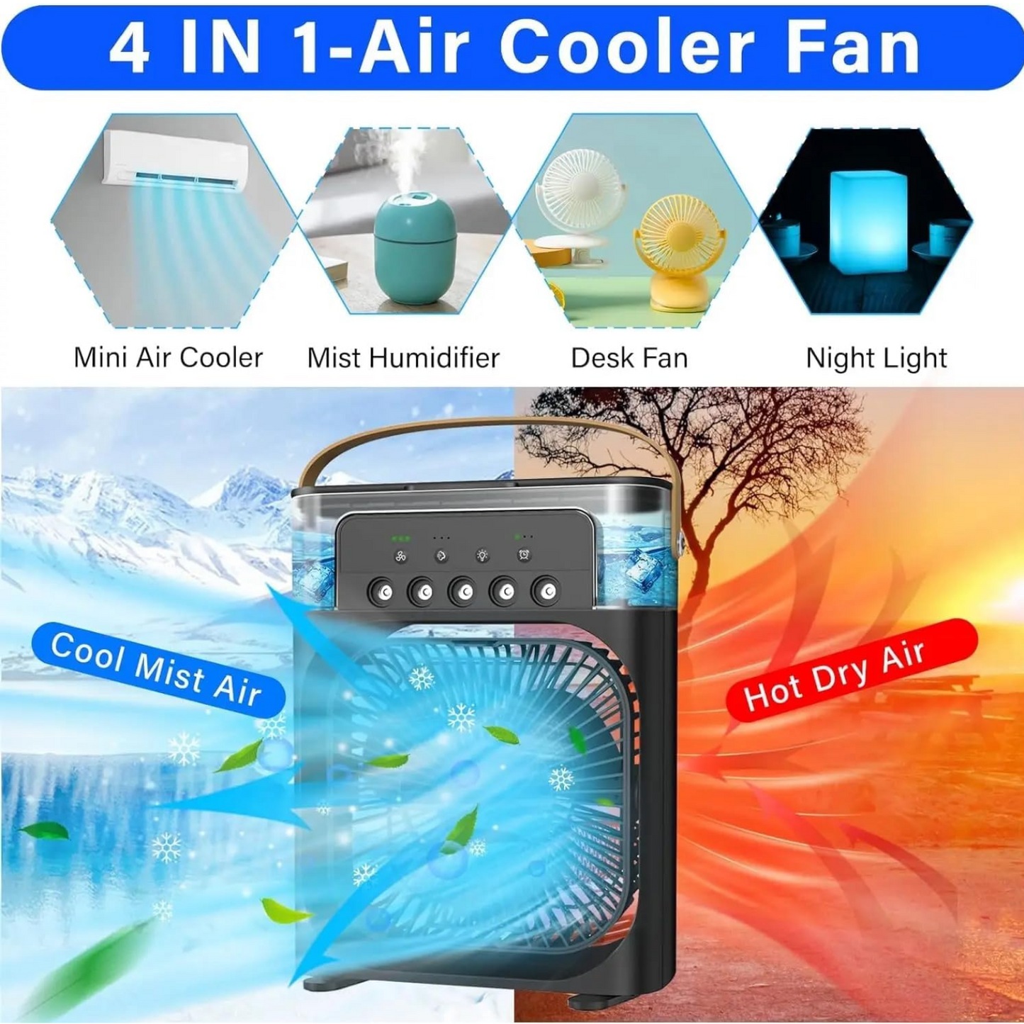 MINI VENTILADOR DE AIRE CON HUMIFICADOR