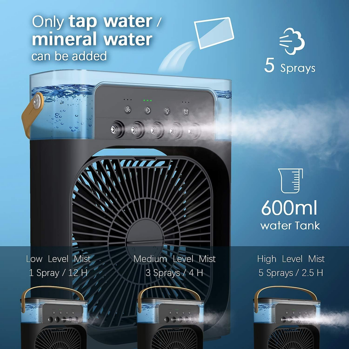 MINI VENTILADOR DE AIRE CON HUMIFICADOR