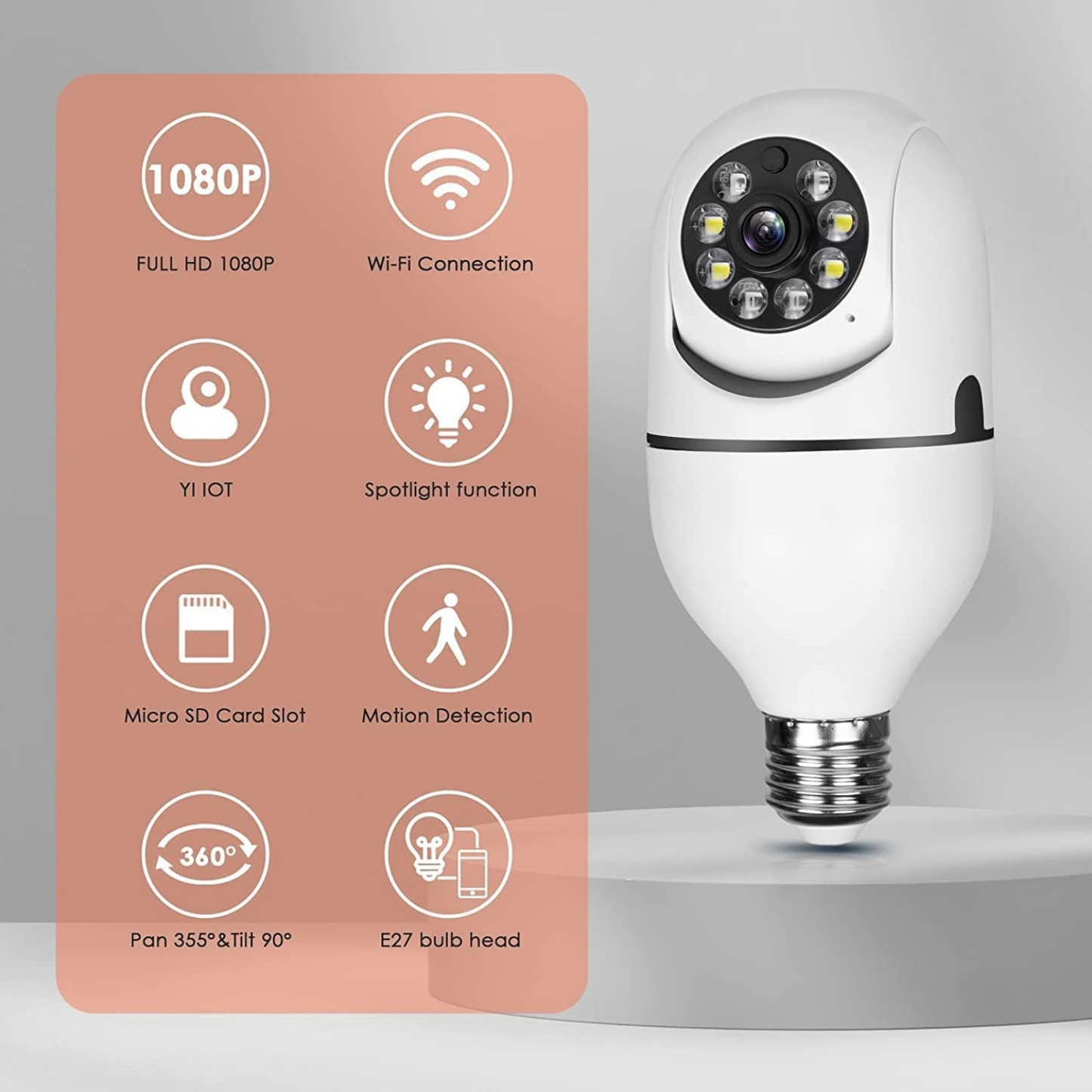 Cámara de Seguridad 360° en Forma de Bombillo con WiFi