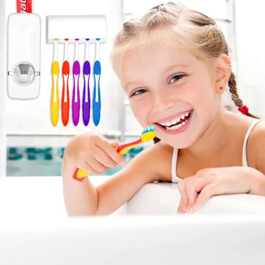 DIspensador de pasta dental con soporte para cepillos