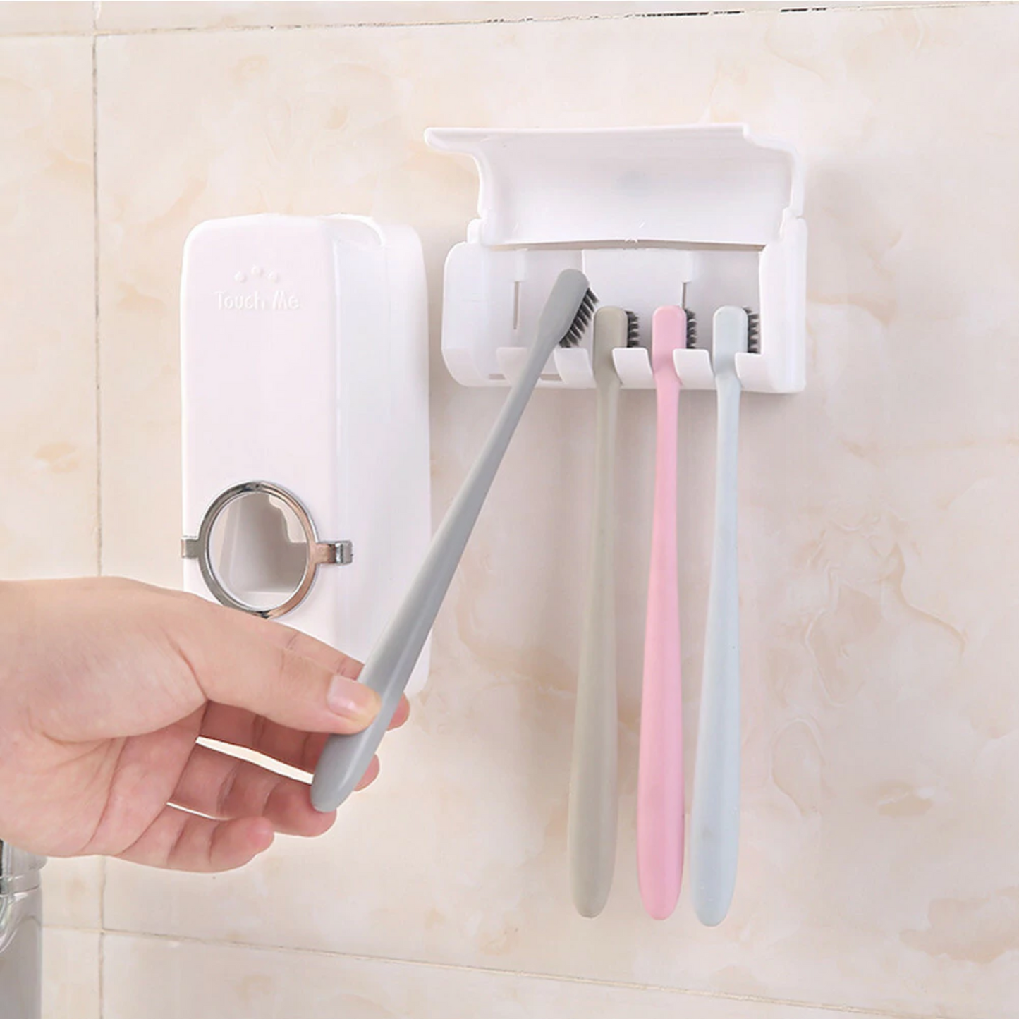 DIspensador de pasta dental con soporte para cepillos